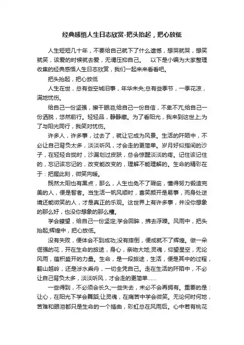 经典感悟人生日志欣赏-把头抬起，把心放低
