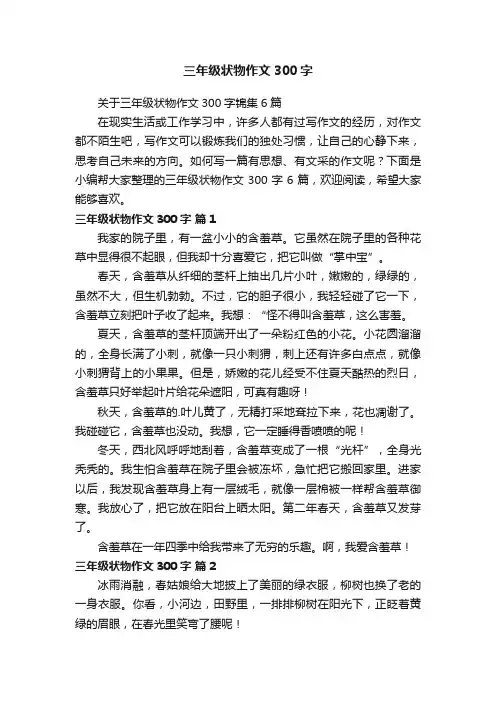 三年级状物作文300字