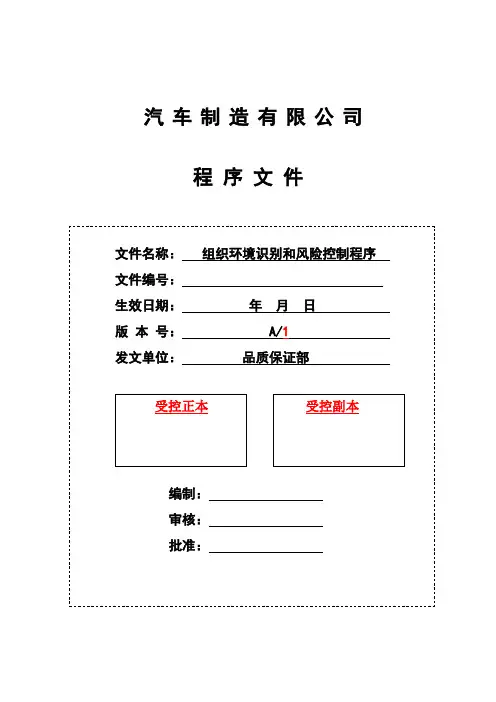 组织环境识别和风险控制程序