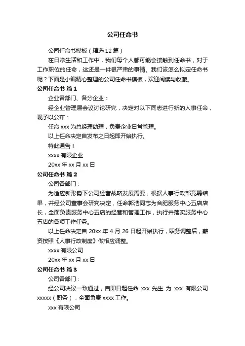 公司任命书