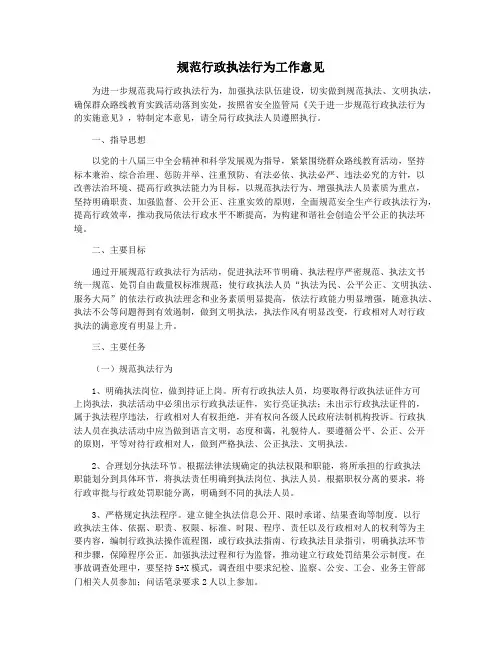 规范行政执法行为工作意见