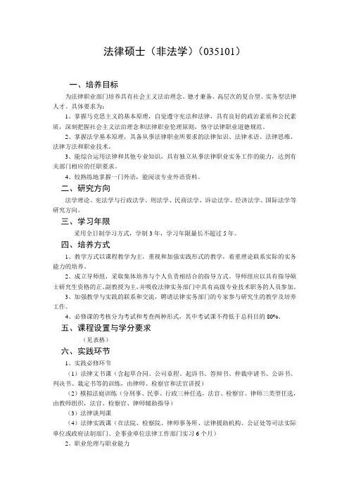法律硕士(非法学)(035101)