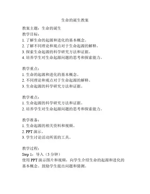 生命的诞生教案
