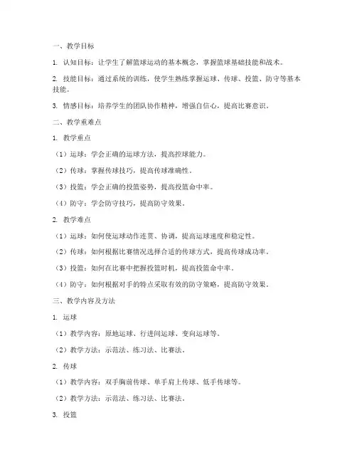 大学体育篮球教案重难点