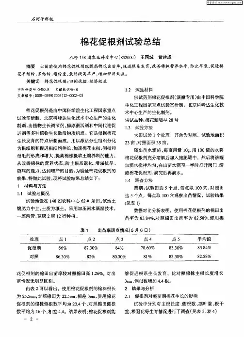 棉花促根剂试验总结