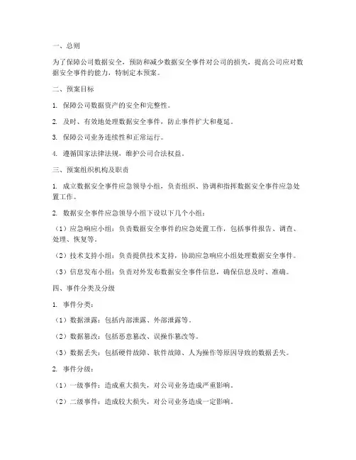 数据安全事件处置预案