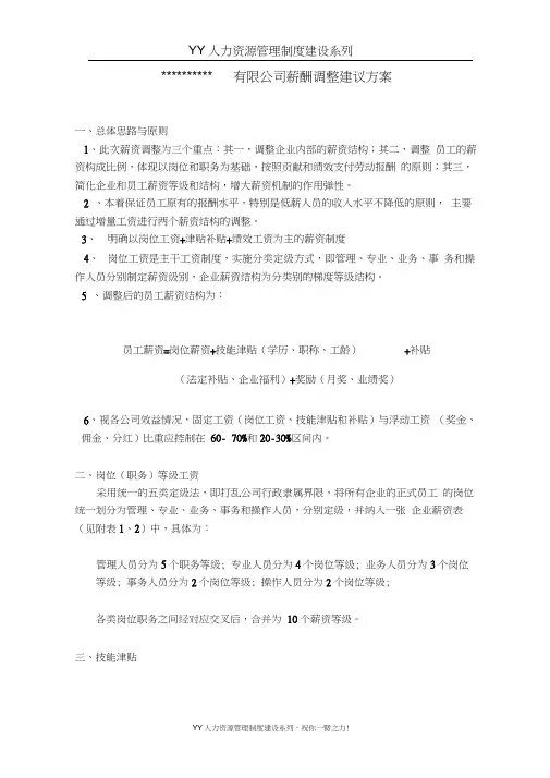 员工薪酬调整建议方案