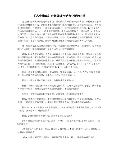 【高中物理】对物体进行受力分析的方法
