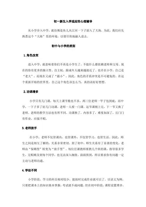 初一新生入学适应性心理辅导