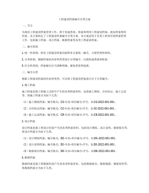 工程建设档案编号分类方案