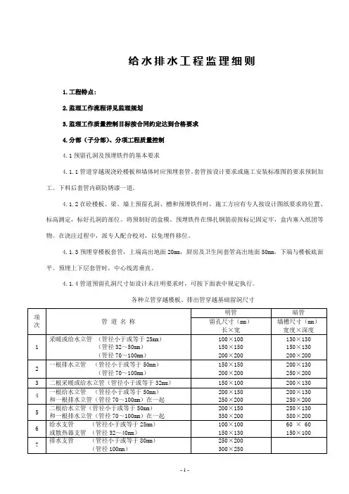 给水排水工程监理细则