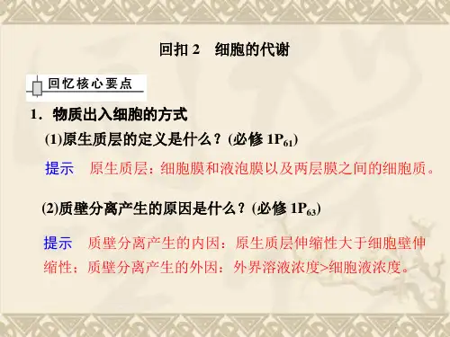 (安徽专用)高考生物二轮复习 考前三个月 专题二 回扣2 细胞的代谢课件