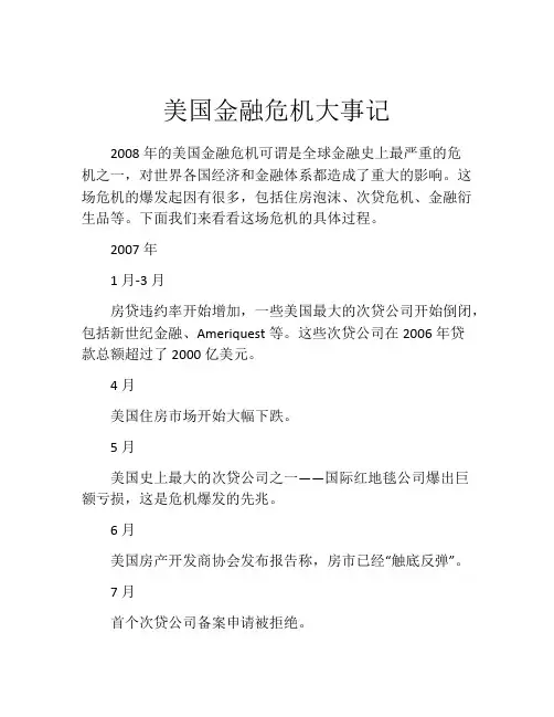 美国金融危机大事记