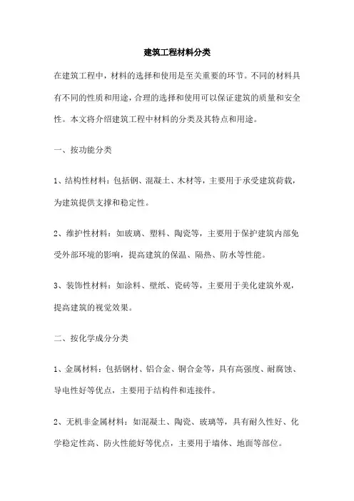 建筑工程材料分类