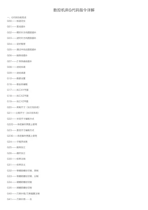 数控机床G代码指令详解
