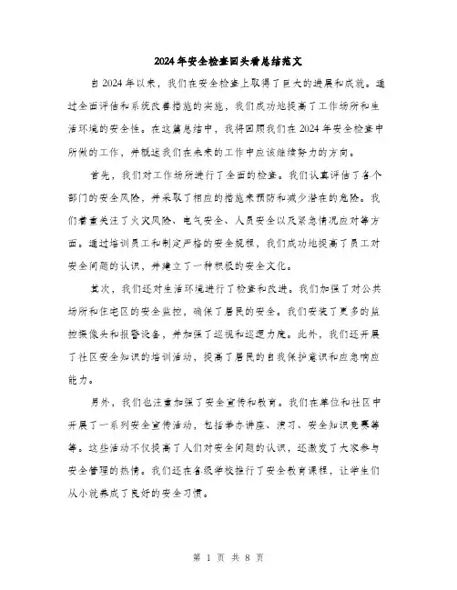 2024年安全检查回头看总结范文(3篇)