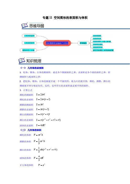 专题11 空间图形的表面积与体积-高中数学专项训练测试卷(知识串讲+热考题型+专题训练)(原卷版)