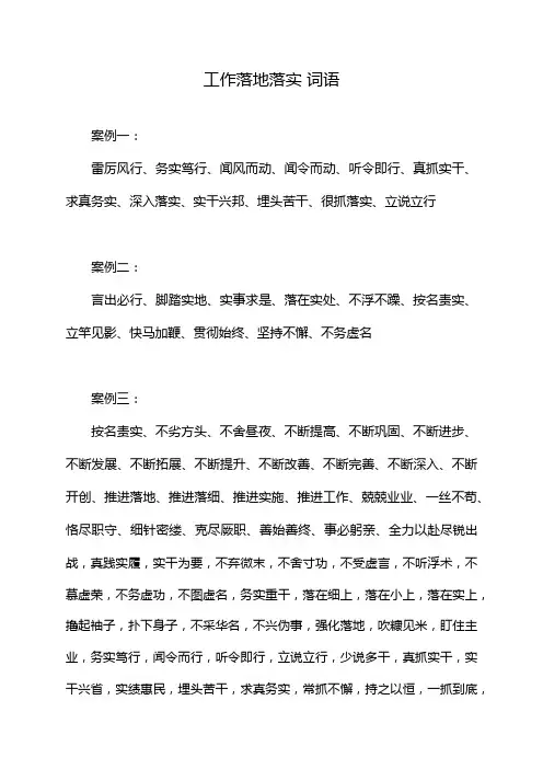 工作落地落实 词语