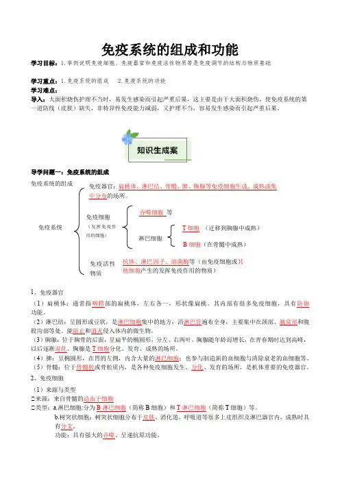 免疫系统的组成和功能(导学案)