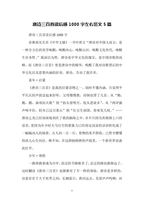 唐诗三百首读后感1000字左右范文5篇