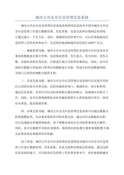 城市公共安全应急管理信息系统
