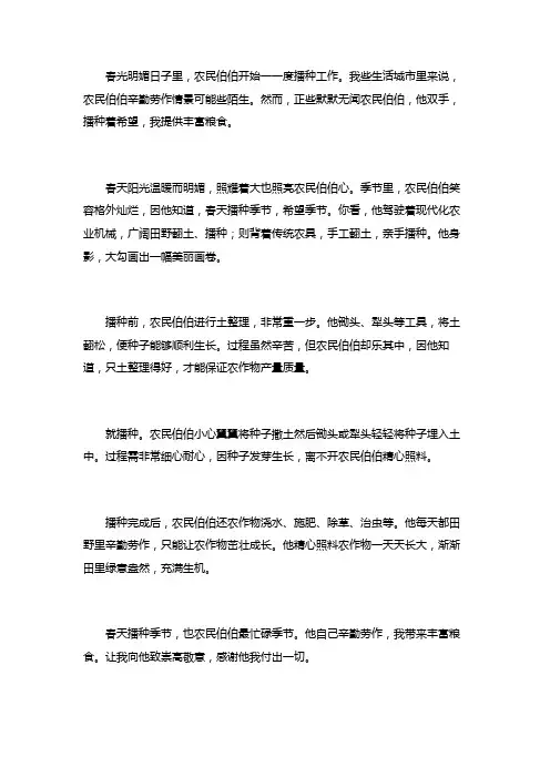农民伯伯春天播种作文二年级