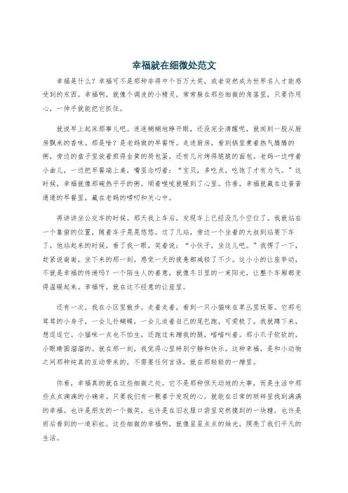 幸福就在细微处范文