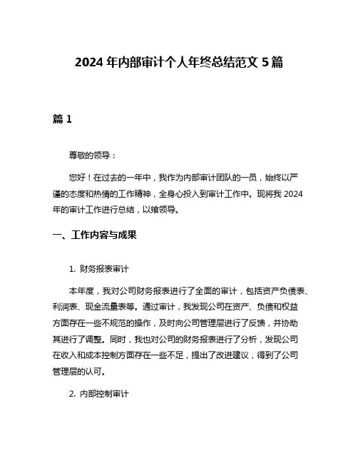 2024年内部审计个人年终总结范文5篇