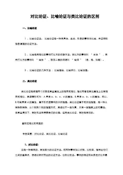 高考语文复习资料--对比论证、比喻论证与类比论证的区别