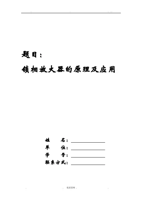 锁相放大器综述