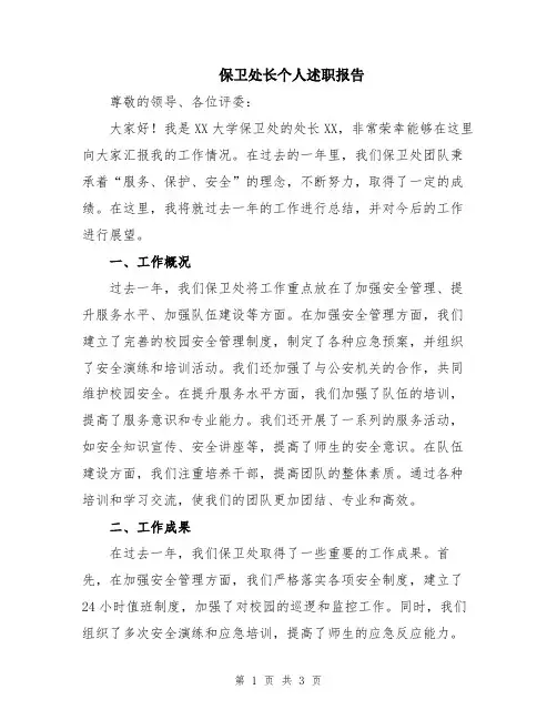 保卫处长个人述职报告