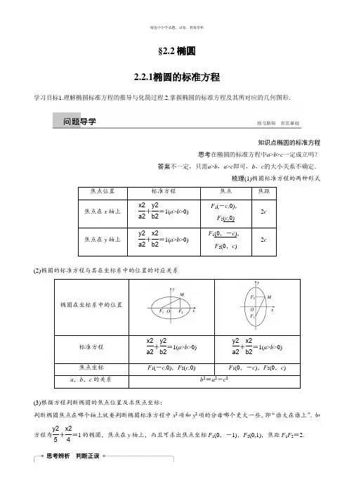 2018-2019数学新学案同步精致讲义选修2-1苏教版：第2章 圆锥曲线与方程 2.2.1 Word版含答案