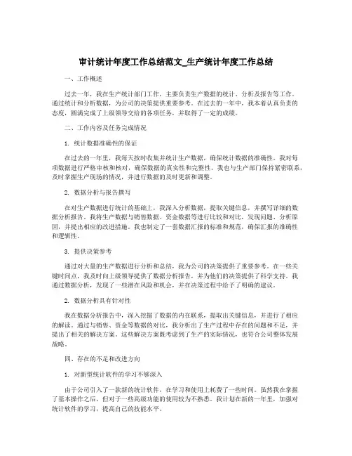 审计统计年度工作总结范文_生产统计年度工作总结