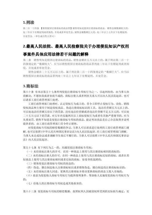 商标侵权相关法条