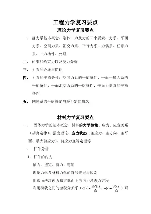 工程力学复习要点