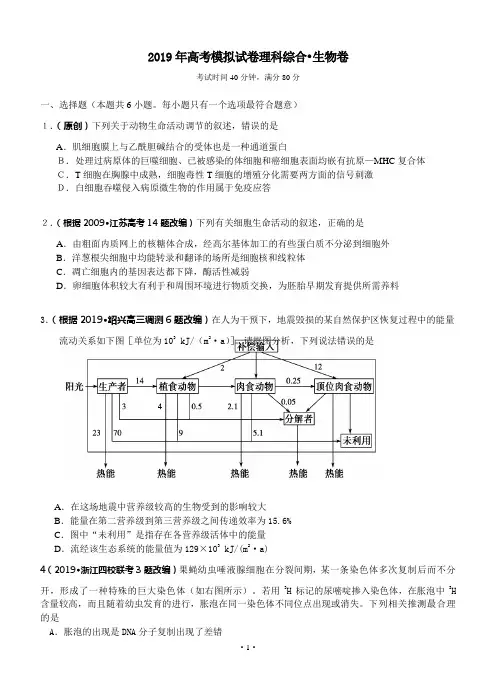 浙江省杭州市2019年高考模拟命题比赛高三生物5