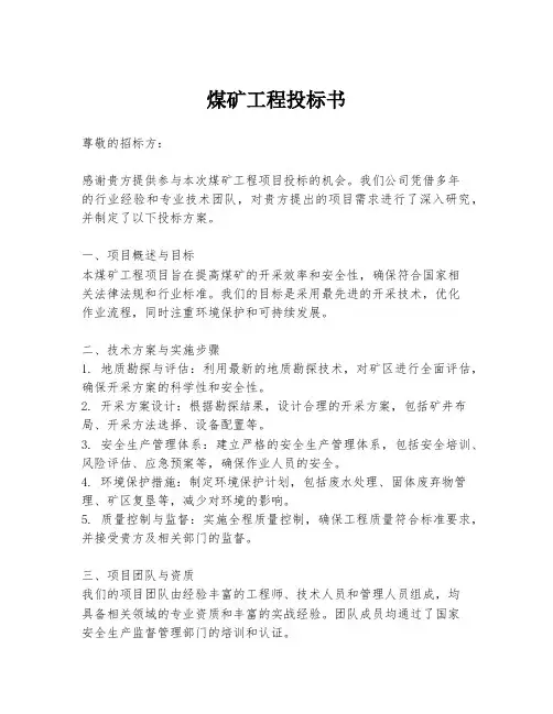 煤矿工程投标书