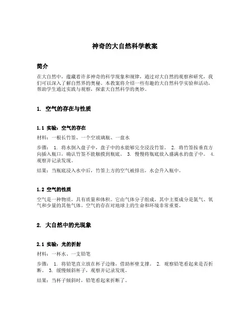 神奇的大自然科学教案