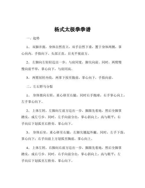 杨式太极拳拳谱