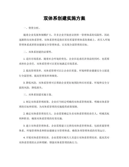 双体系创建实施方案