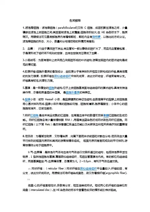 组胚名词解释及答案