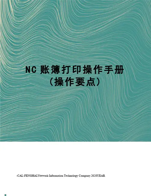 NC账簿打印操作手册(操作要点)