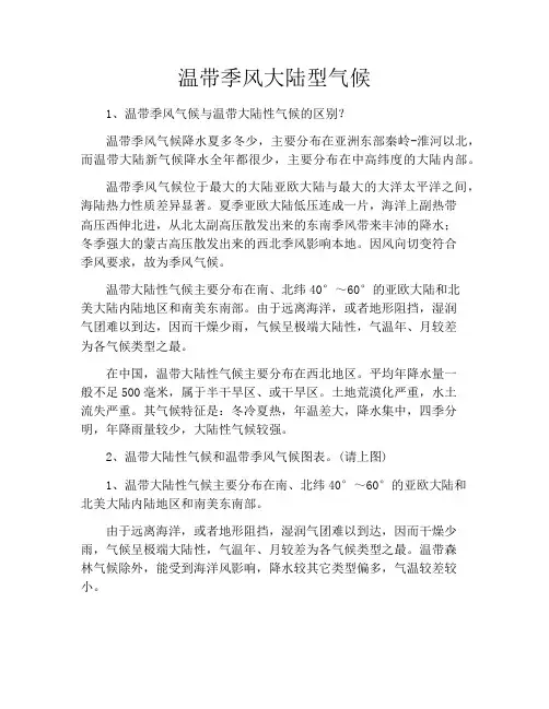 温带季风大陆型气候