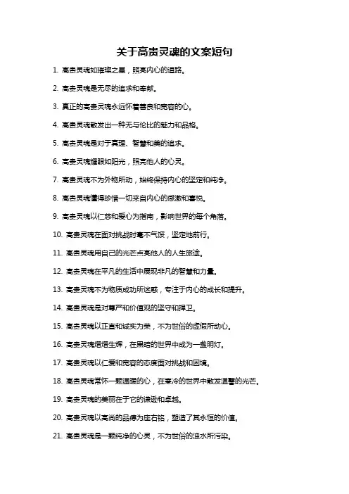 关于高贵灵魂的文案短句