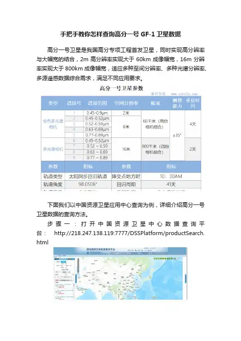 手把手教你怎样查询高分一号GF-1卫星数据