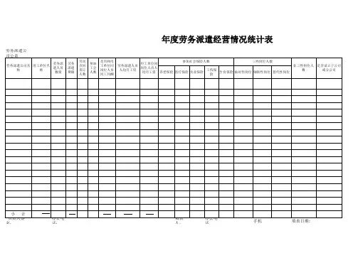 劳务派遣经营情况统计表范本