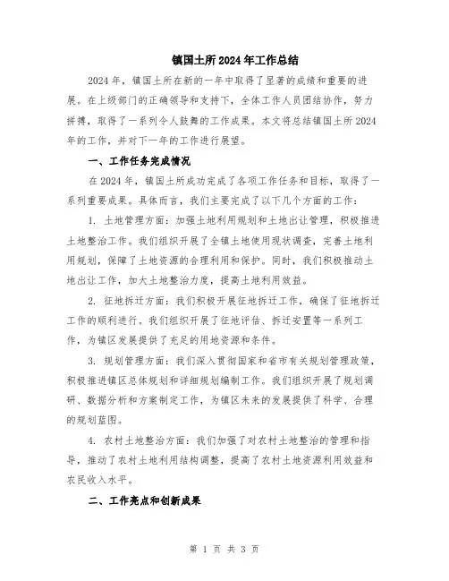 镇国土所2024年工作总结