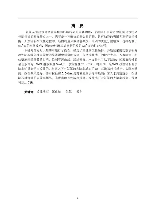 沸石在水处理中的应用研究