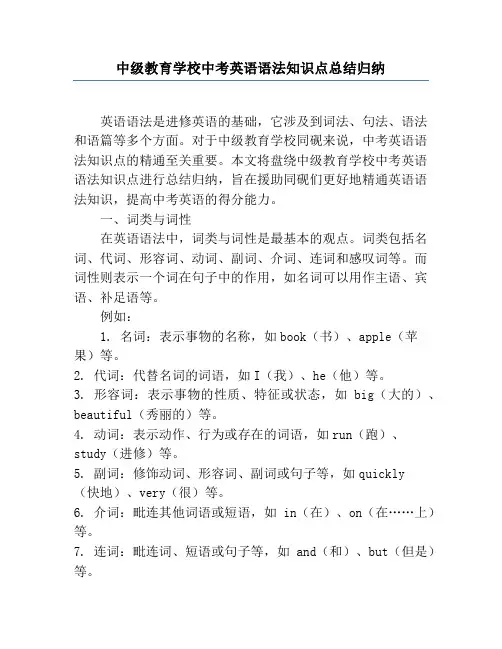 初中中考英语语法知识点总结归纳