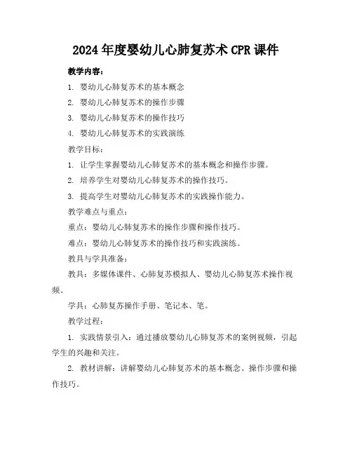 2024年度婴幼儿心肺复苏术CPR课件